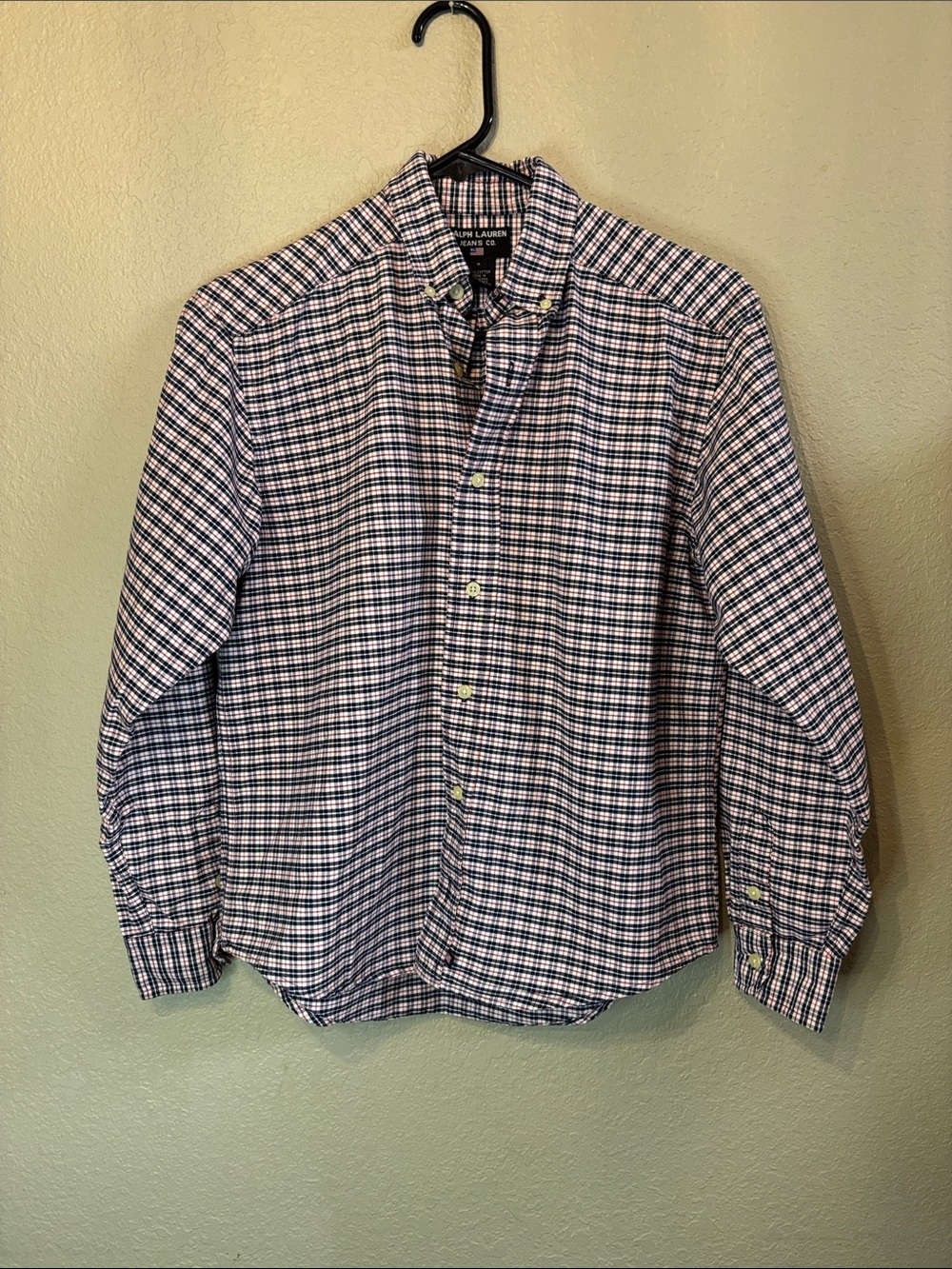Ralph Lauren Shirt Boys Red & Blue Plaid Long Sleeve Classic Button Top Medium